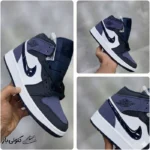 جردن وان سرمه‌ای سفید ساقدار Jordan 1 Mid Obsidian Sanded Purple 554724-445
