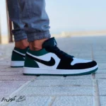 جردن وان وایت بلک گرین Jordan 1 Low White Black Mystic Green