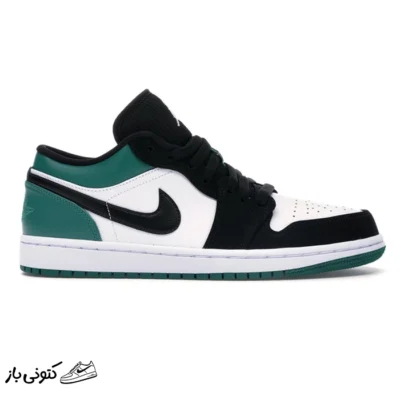 جردن وان وایت بلک گرین Jordan 1 Low White Black Mystic Green