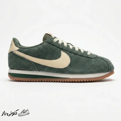 کتونی خارجی زنانه نایک کورتز سبز تیره کرم Nike Cortez Vintage Green Gum FJ2530-301