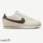 کتونی خارجی زنانه کتانی نایک کورتز سفید شیری قهوه‌ای Nike Cortez Cacao Wow DN1791-104