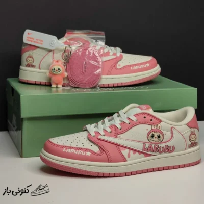 جردن وان لو لبوبو کرم صورتی Jordan 1 Low Labubu Cream Pink