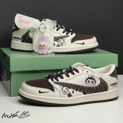جردن وان لو لبوبو کرم قهوه ای Jordan 1 Low Labubu Cream Brown