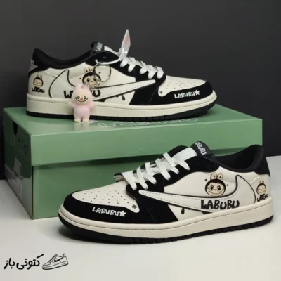 جردن وان لو لبوبو کرم مشکی Jordan 1 Low Labubu Cream Black