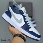 جردن وان لو ولف گری میدنایت نیوی Jordan 1 Low Wolf Grey Midnight Navy