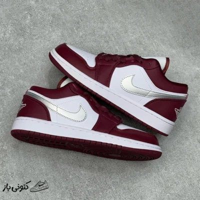 نایک جردن وان لو Jordan 1 Low White Bordeaux سفید زرشکی