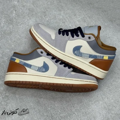 نایک جردن وان لو فانتوم Jordan 1 Low Phantom Repaired Denim Swoosh با تیک جین