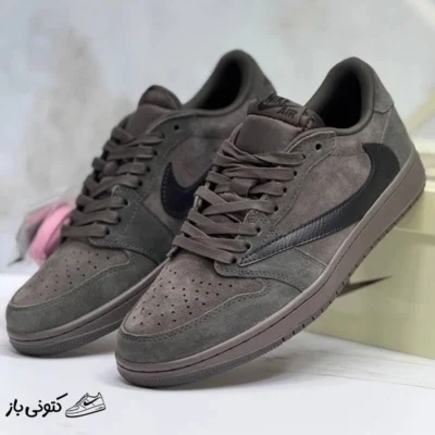 کفش جردن ۱ لو تراویس اسکات قهوه‌ای Jordan 1 Retro Low OG SP Travis Scott Velvet Brown