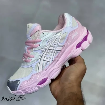 کفش اسیکس ژل ان وای سی کیکی یانگ ژانگ صورتی ASICS GEL-NYC Kicki Yang Zhang Pink Cream Pure Silver