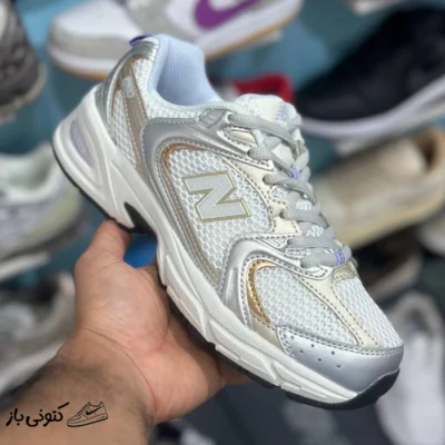 کفش نیوبالانس 530 سفید سیلور گلد New Balance 530 Silver White Gold