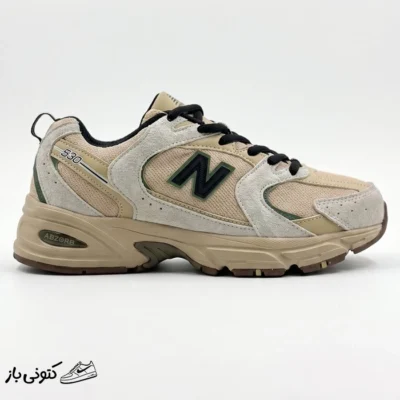 کفش نیوبالانس 530 کرم بژ مشکی New Balance MR530SND