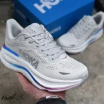 کتونی خارجی زنانه هوکا باندی 9 طوسی سفید رنگی Hoka Bondi 9 Cosmic Grey White Mesh 1162012-CYWH